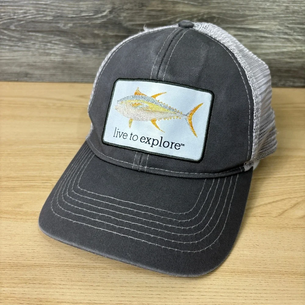 Magellan Outdoors‎ Hat Cap Snapback Gray Fish Patch Logo Outdoors Adjustable